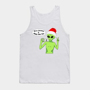 Alien in a Santa hat Tank Top